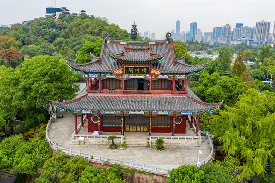 航拍武汉晴川阁景区