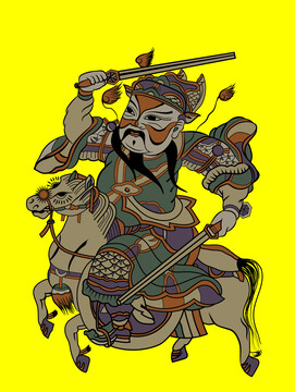 矢量民俗畫門神