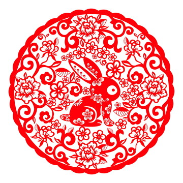 兔年剪紙矢量窗花