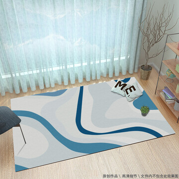 現(xiàn)代灰藍(lán)幾何地毯地墊
