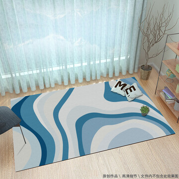 現(xiàn)代灰藍(lán)幾何地毯地墊