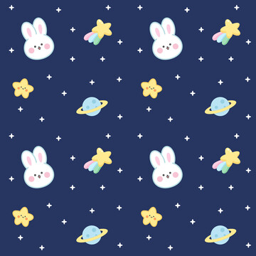 卡通星空兔子圖案花紋
