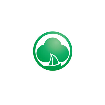 樹(shù)帆船圓形綠色公司LOGO