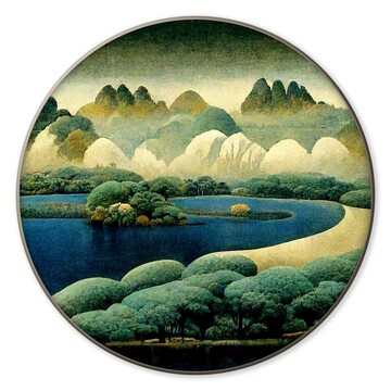 手繪現(xiàn)代新中式禪意山水掛畫(huà)