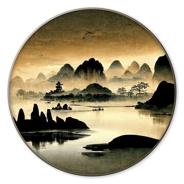 手繪新中式禪意山水掛畫