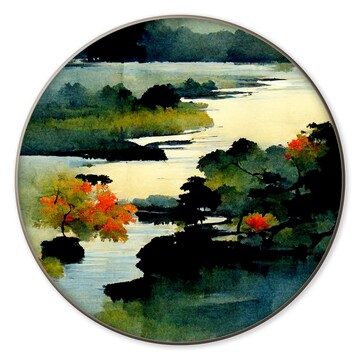 手繪新中式禪意山水掛畫(huà)