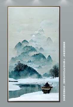 现代风景手绘雪景玄关装饰画3