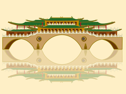 成都廊橋插畫