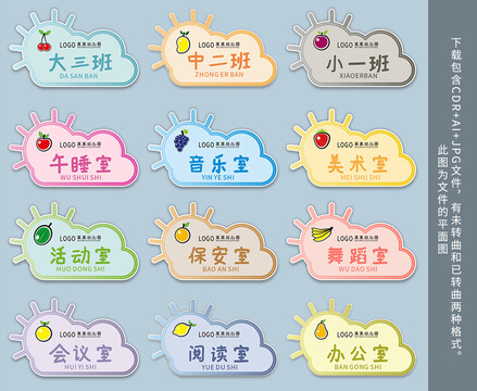 小清新幼兒園班級(jí)門牌