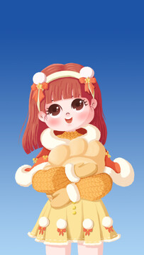 冬至抱餃子的女孩
