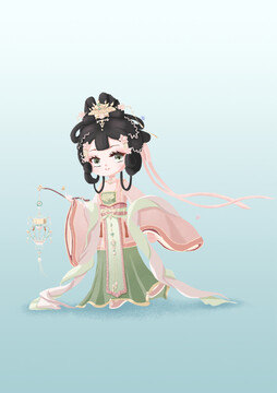 中國(guó)風(fēng)古風(fēng)淑女插畫卡通