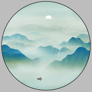 新中式青綠山水畫