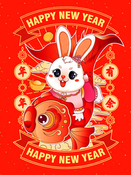 兔年國潮插畫