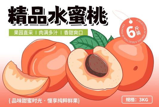 插畫風(fēng)桃子包裝