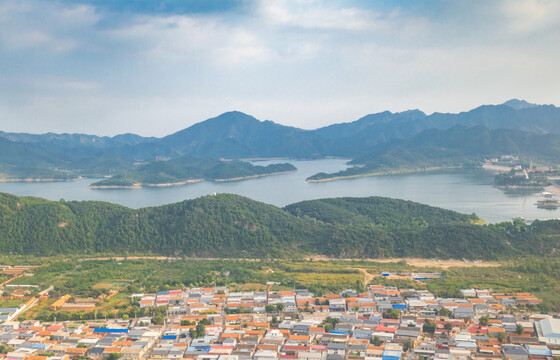 北京平谷航拍金海湖风景