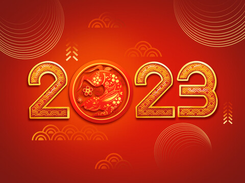 2023兔年字体新年插画