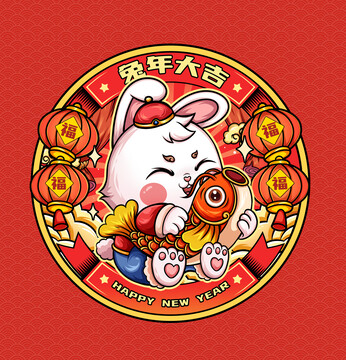 兔年錦鯉插畫