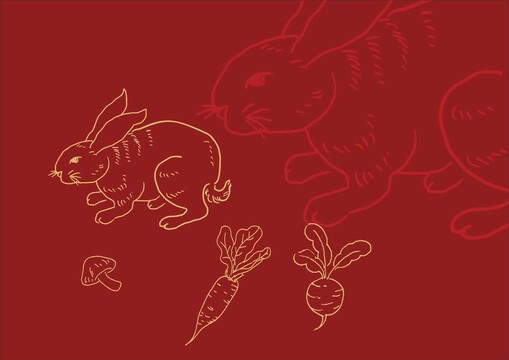 兔子插畫矢量兔年