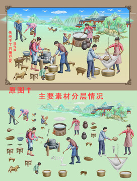 传统手工石磨豆花制作