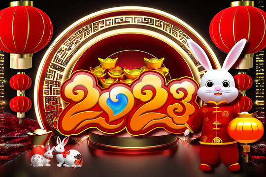 兔年吉祥物新年海報