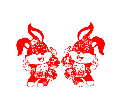 兔年窗花剪紙