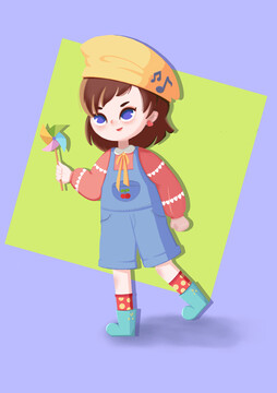 野餐露營踏青小女孩