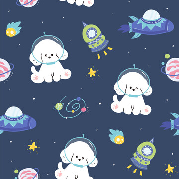 卡通宇宙狗狗圖案