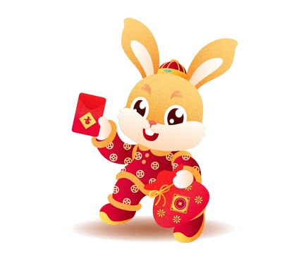 發(fā)紅包可愛小兔子插畫