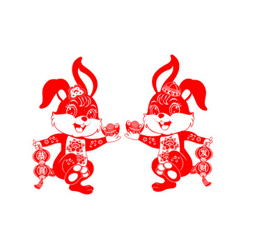 兔年窗花剪紙