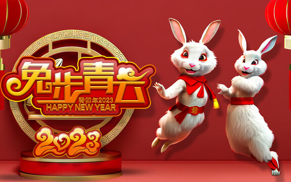 生肖兔春节海报兔子吉祥物