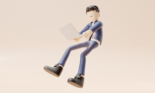 舒适办公的卡通3D人物