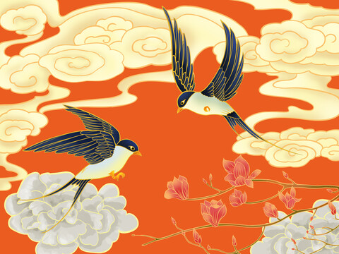 原創(chuàng)喜鵲燕窩包裝插畫(huà)