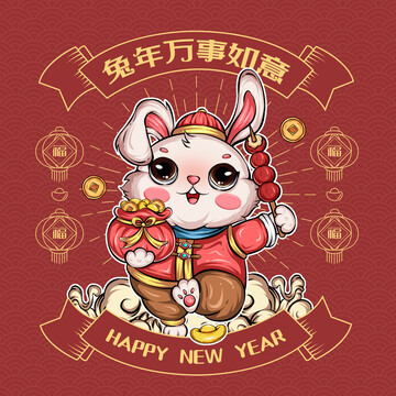 兔年國潮插畫