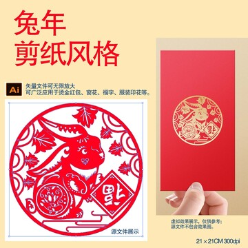 兔年剪紙紋樣