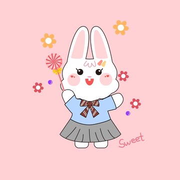 可愛兔子學(xué)生裝校服