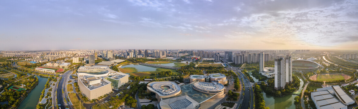 扬州明月湖航拍全景