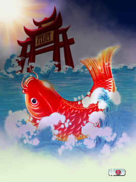 鱼跃龙门插画海报