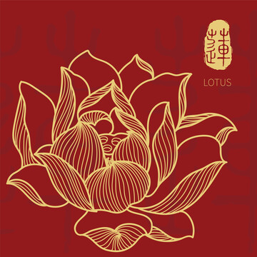 金色蓮花矢量素材