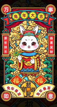 兔年海報手機殼紅包插畫
