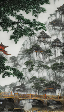 大山建筑裝飾畫