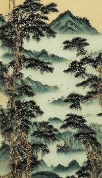 山水風(fēng)光中國(guó)畫(huà)