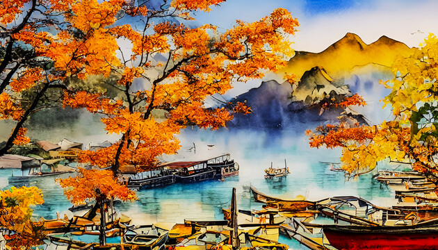秋季風(fēng)光裝飾畫無框畫