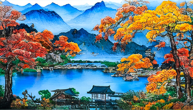 秋季風光裝飾畫無框畫