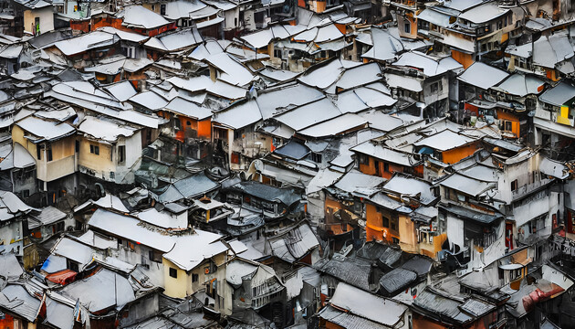 冬季古鎮(zhèn)裝飾畫