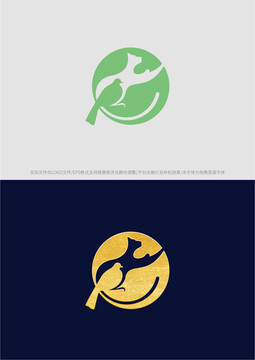 貓鳥(niǎo)綠葉logo商標(biāo)標(biāo)志