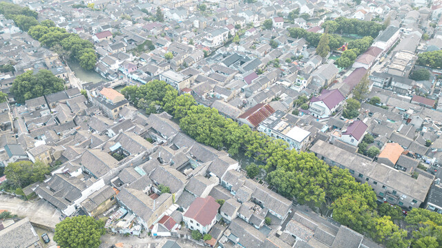 航拍江南水乡民居建筑