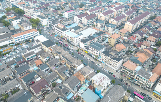 航拍江南水乡民居建筑