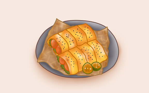 烤冷面插畫