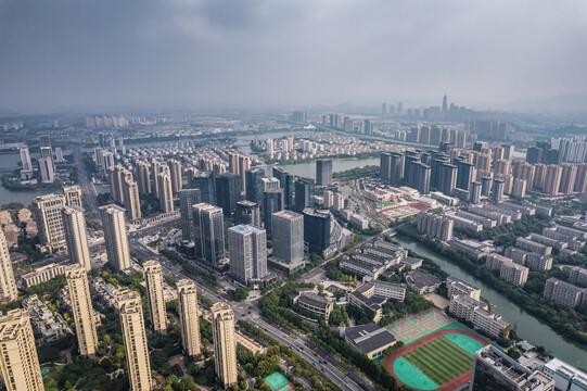 绍兴市镜湖新区航拍城市风光