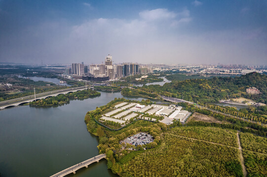 紹興市鏡湖新區(qū)航拍城市風(fēng)光